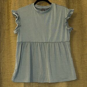 Stylish Women's Ruffle Sleeve Tee in Sage Green